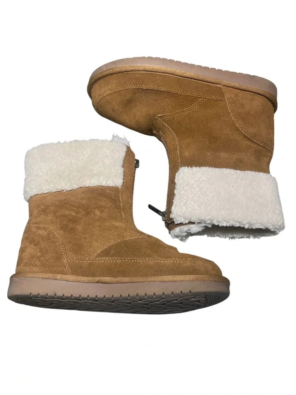Koolaburra by Ugg Lytta chestnut brown suede front zipper short winter boots
